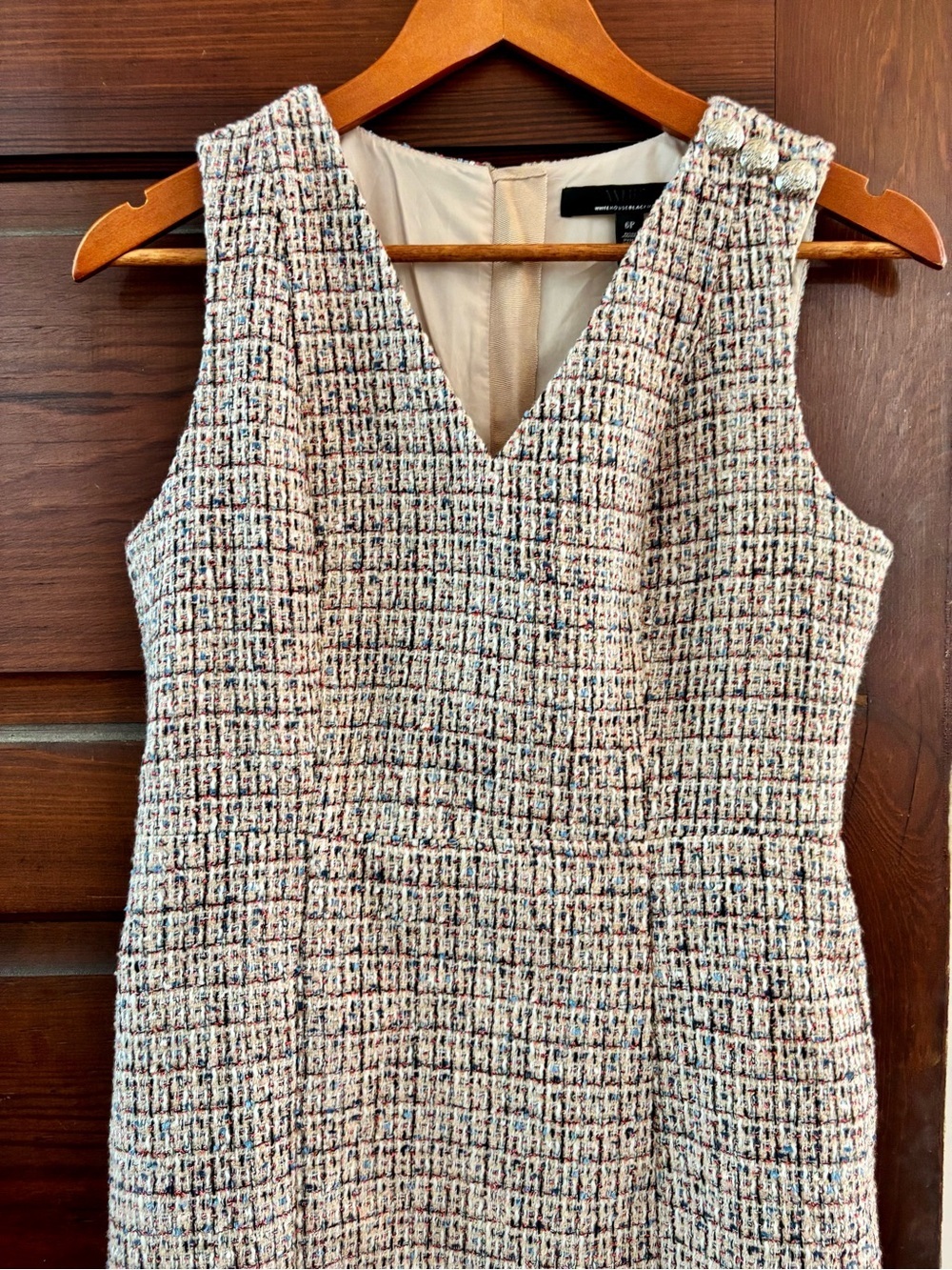 NWT White House Black Market Tweed Sheath Dress Size 6P - Picture 4 of 11